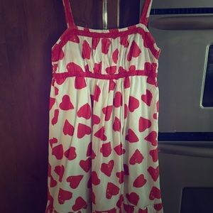 Mini Boden hearts spaghetti dress 7-8y GUC